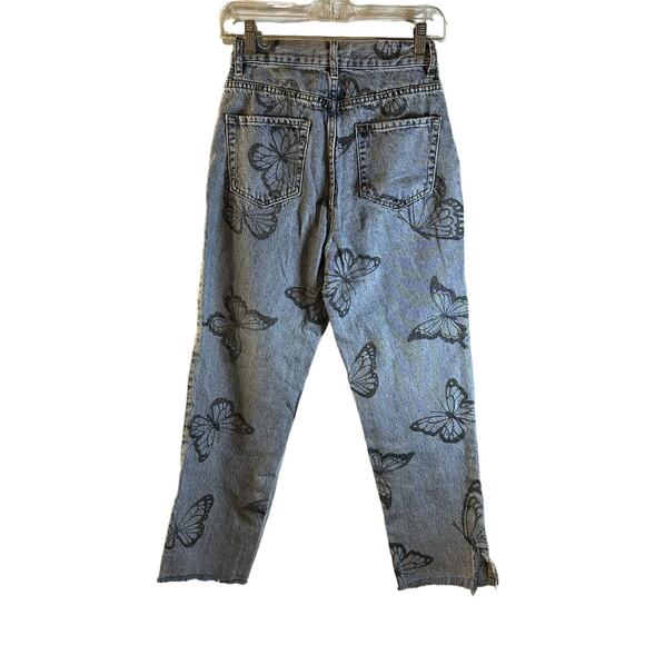 Pacsun High-Rise Straight Black Distressed Butterfly Jeans Girls Size 25 - Picture 1 of 7